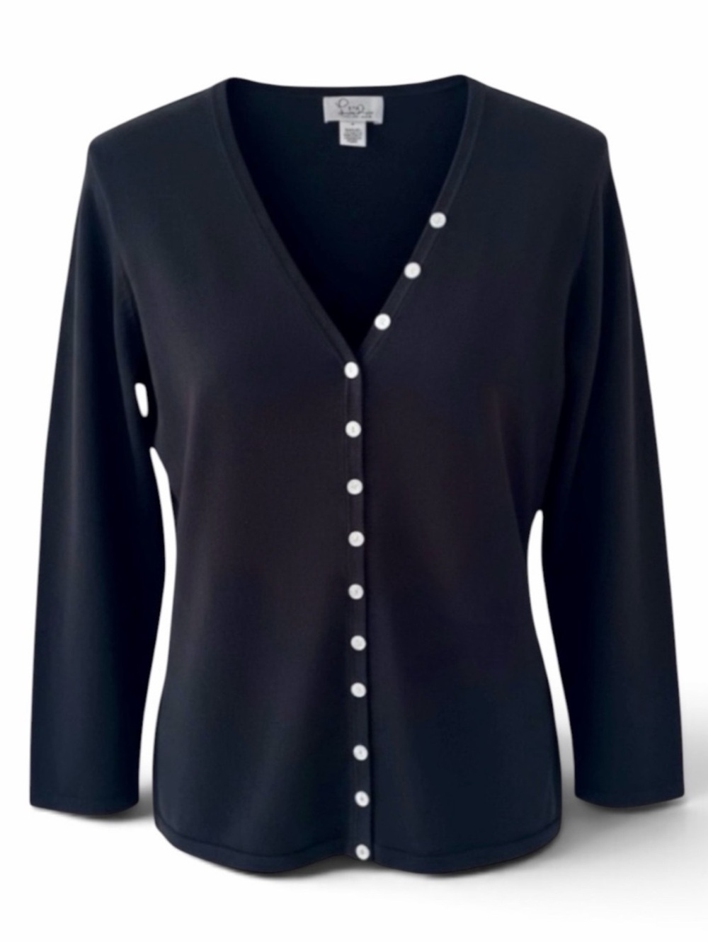 Lilly Pulitzer Black Button Down 3/4 Sleeve Silk Blend Knit Cardigan Size Small